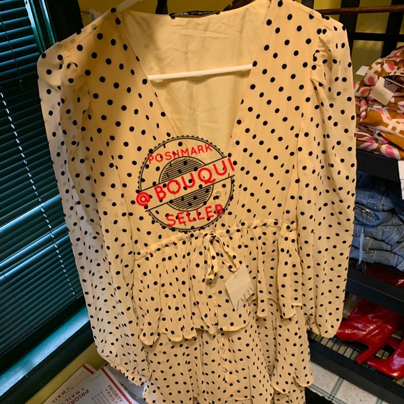 BLOGGER FAVORITE ZARA POLKA DOT DRESS WITH RUFFLES - Picture 2 of 9